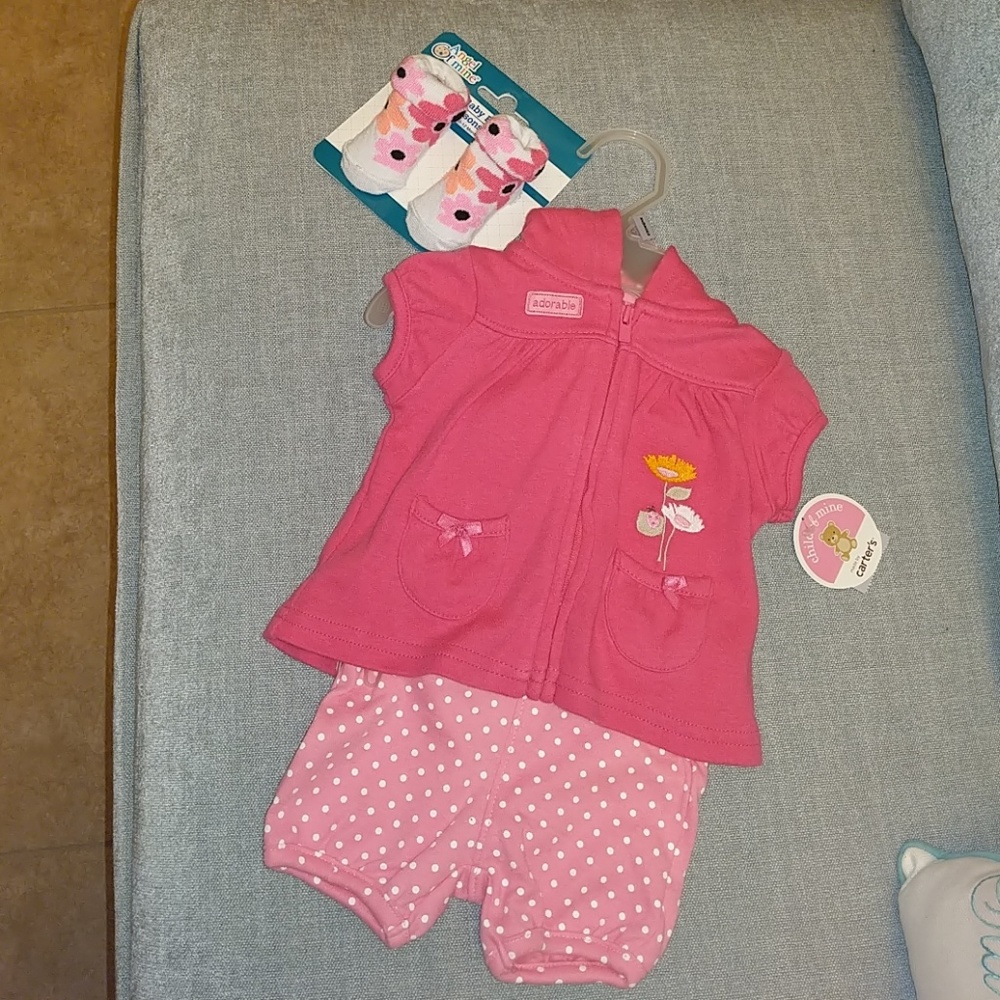 Newborn outfit with sock booties